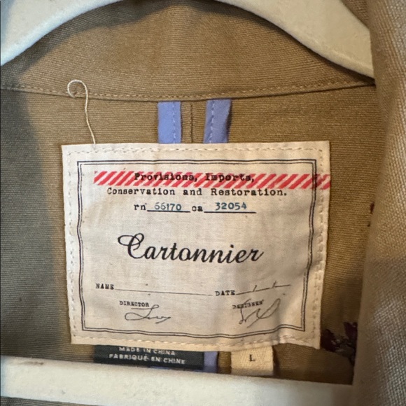 Anthropologie Cartonnier Floral Embroidered Tan Trench Coat - Picture 5 of 11